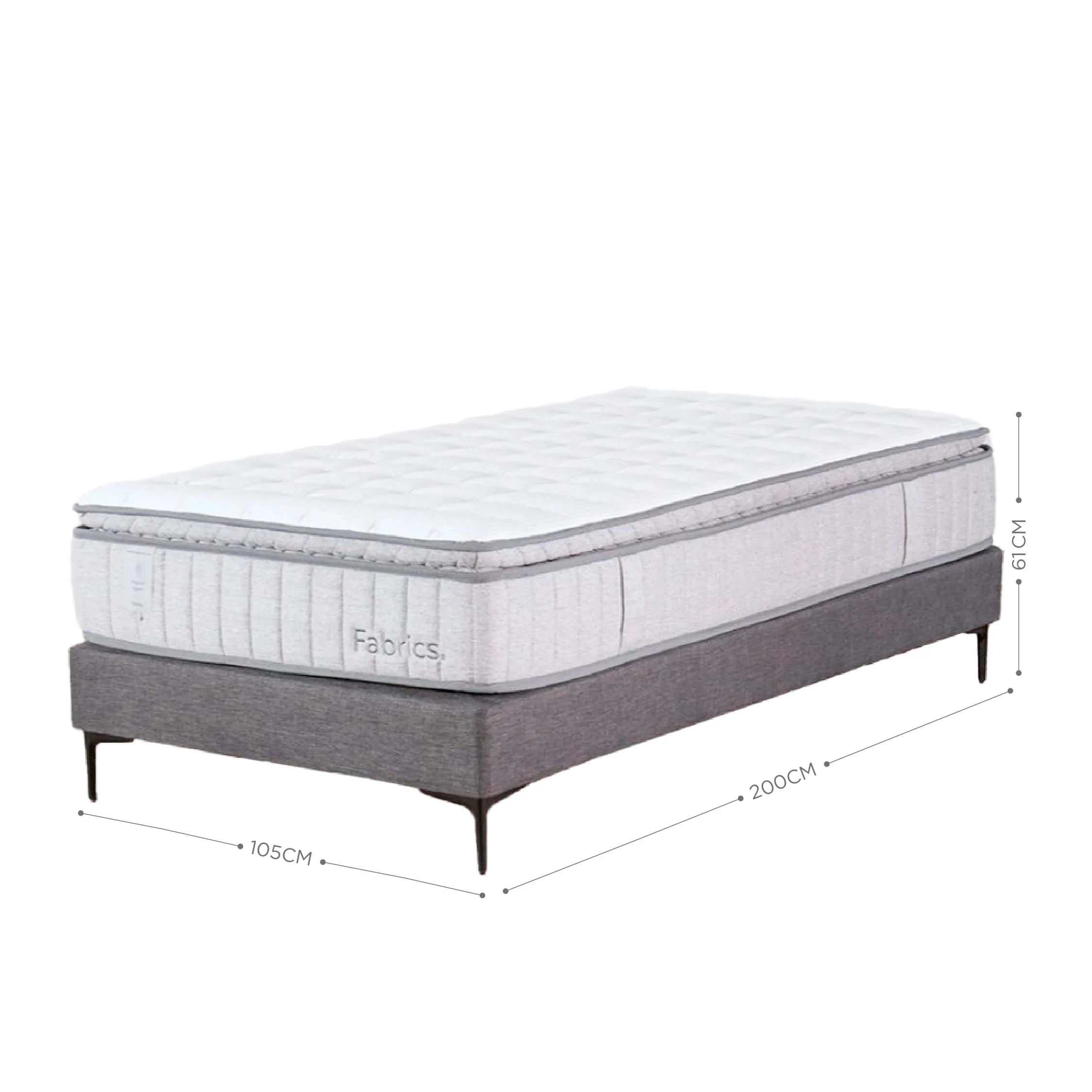 Cama Hybrid Warm 1.5 Plazas 105x200cm Gris - Image 5