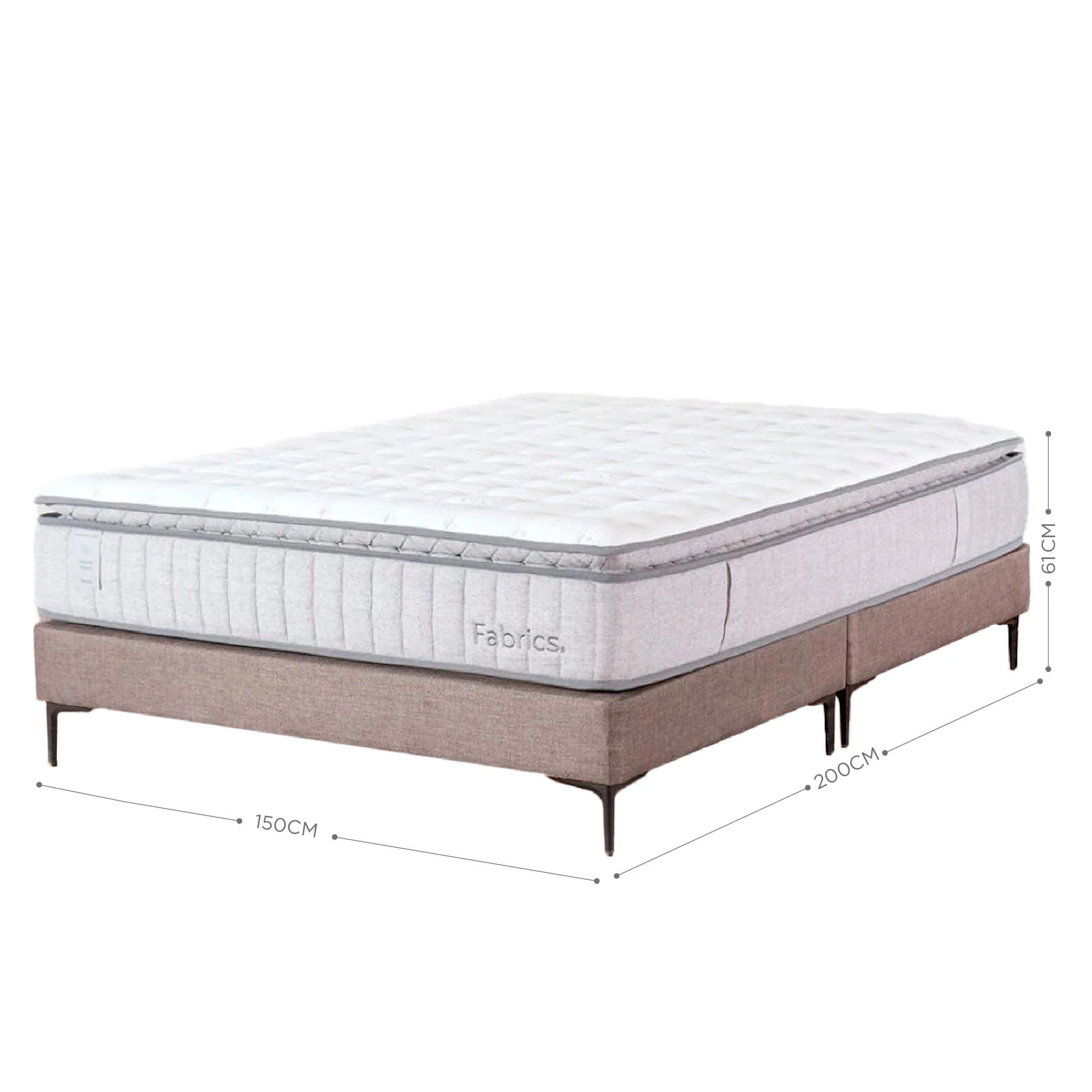 Cama Hybrid Warm 2 Plazas 150x200cm Taupe - Image 6