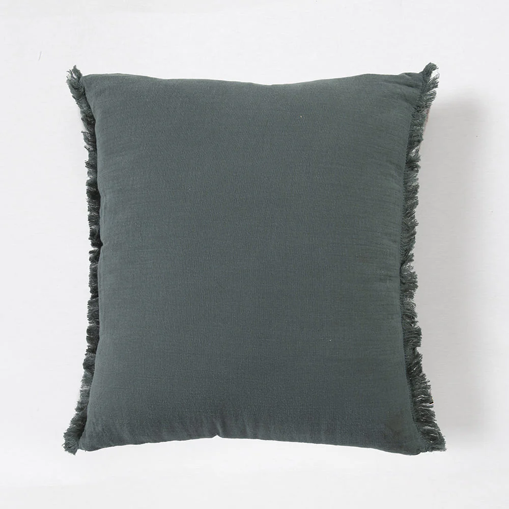 Cojín Muslin Flecos 45x45cm Petróleo