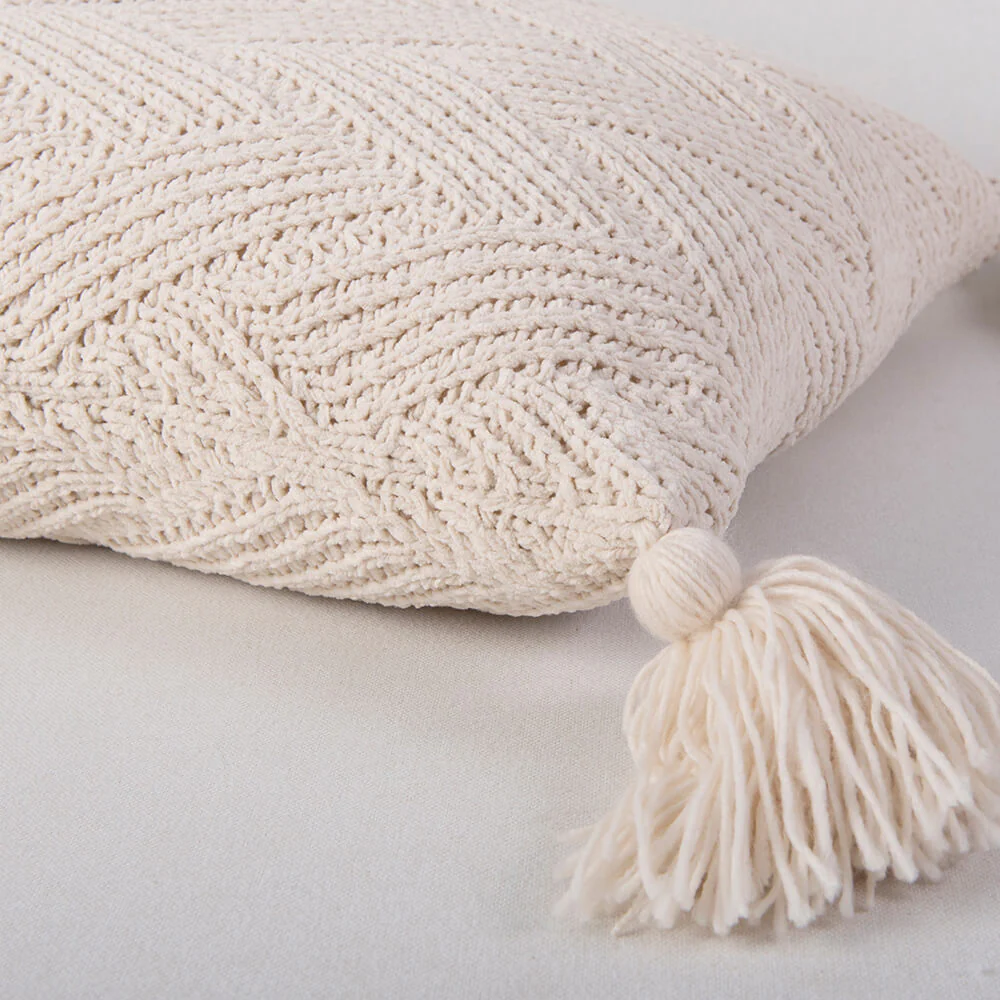 Cojín Tejido Tassels 45x45cm Crudo - Image 2