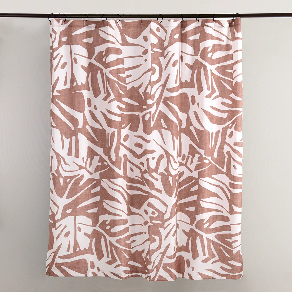 Cortina Baño Estampada Filodendro Terracota - Image 3