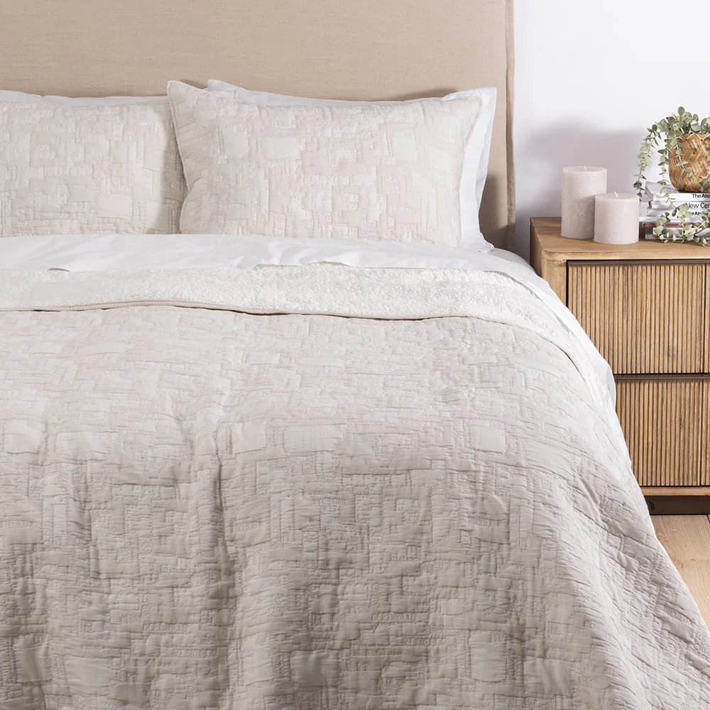 Cubrecama Jacquard Sherpa Edi King Marfil
