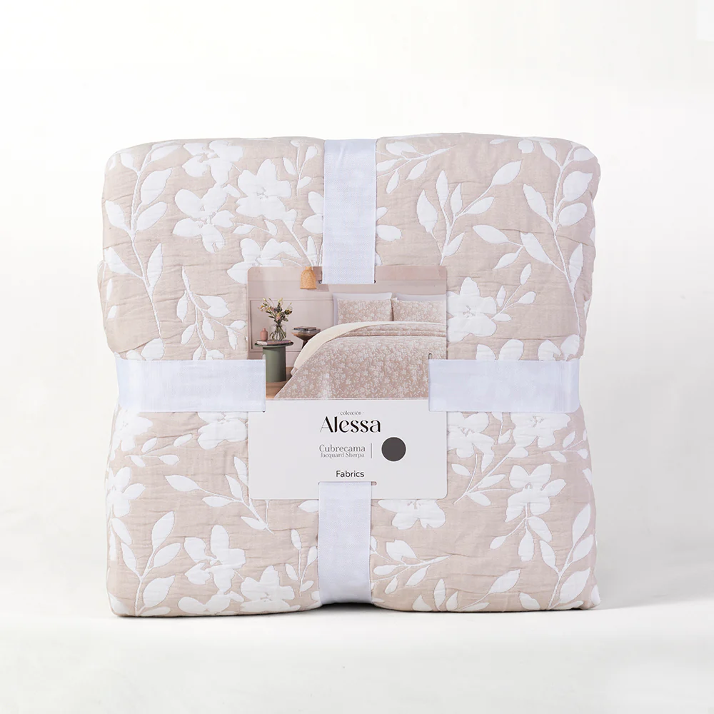 Cubrecama Jacquard Sherpa Gardenia Super King Beige - Image 6