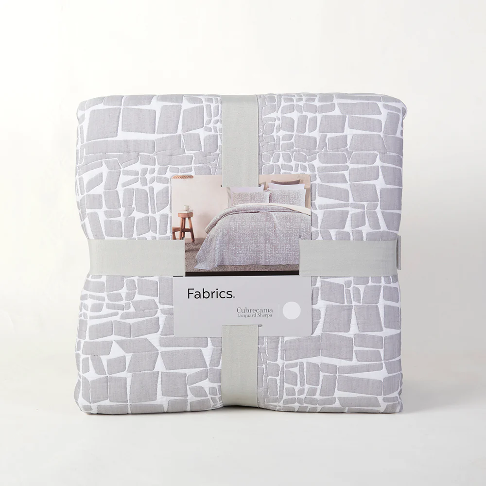 Cubrecama Jacquard Sherpa Nantes Super King Gris - Image 6