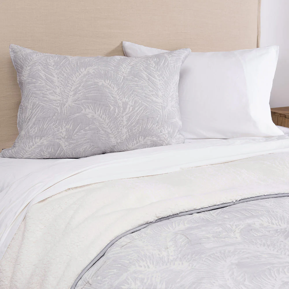 Cubrecama Jacquard Sherpa Palm 1.5 Plazas Perla - Image 2