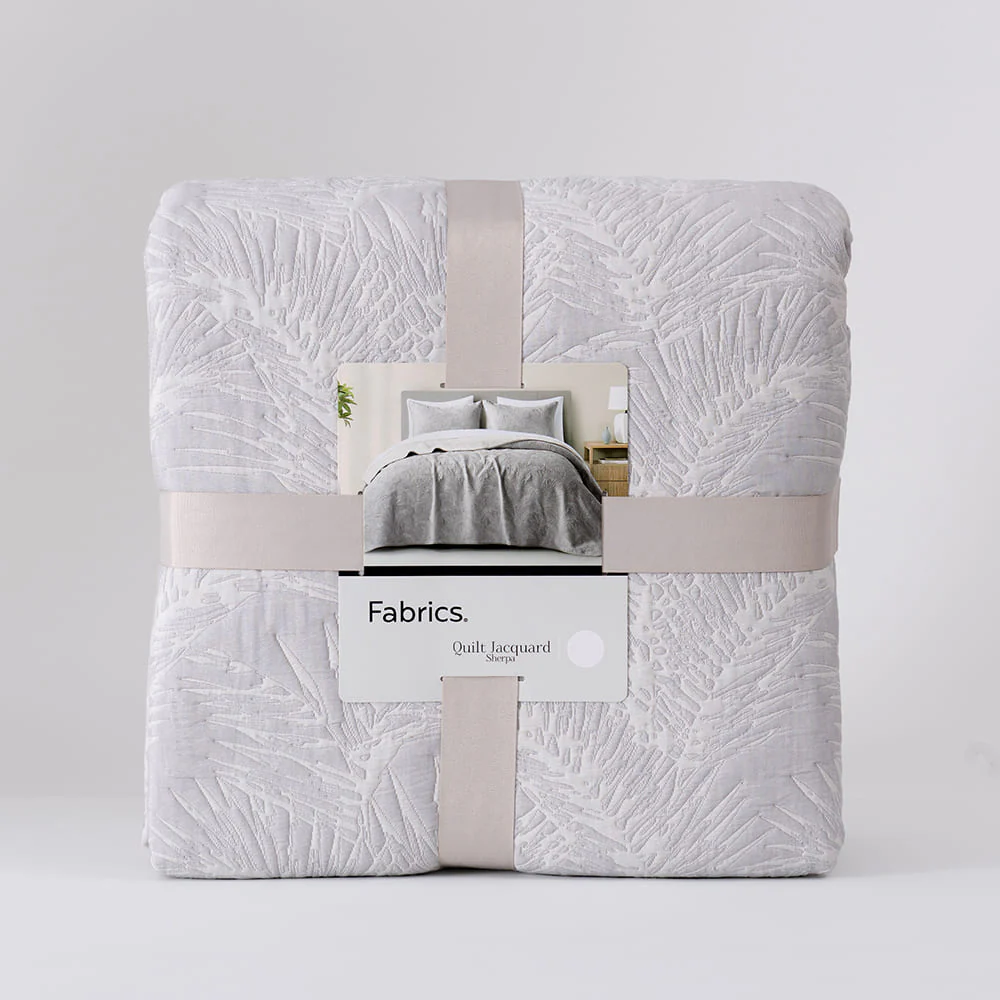Cubrecama Jacquard Sherpa Palm 1.5 Plazas Perla - Image 4