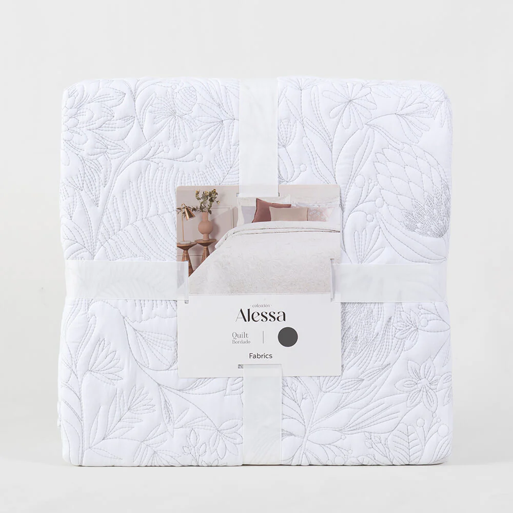 Cubrecama Quilt Bordado Amanda Super King Blanco - Image 5