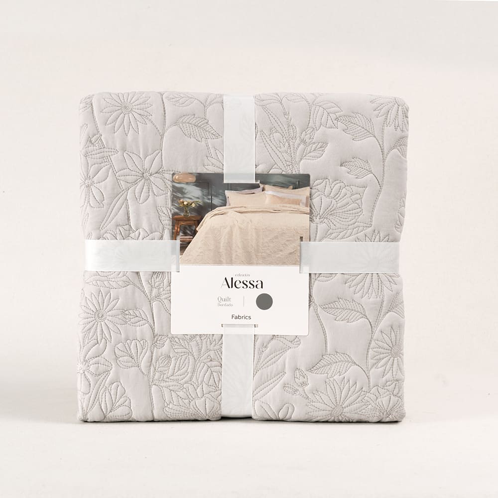 Cubrecama Quilt Bordado Clara 2 Plazas Beige - Image 4
