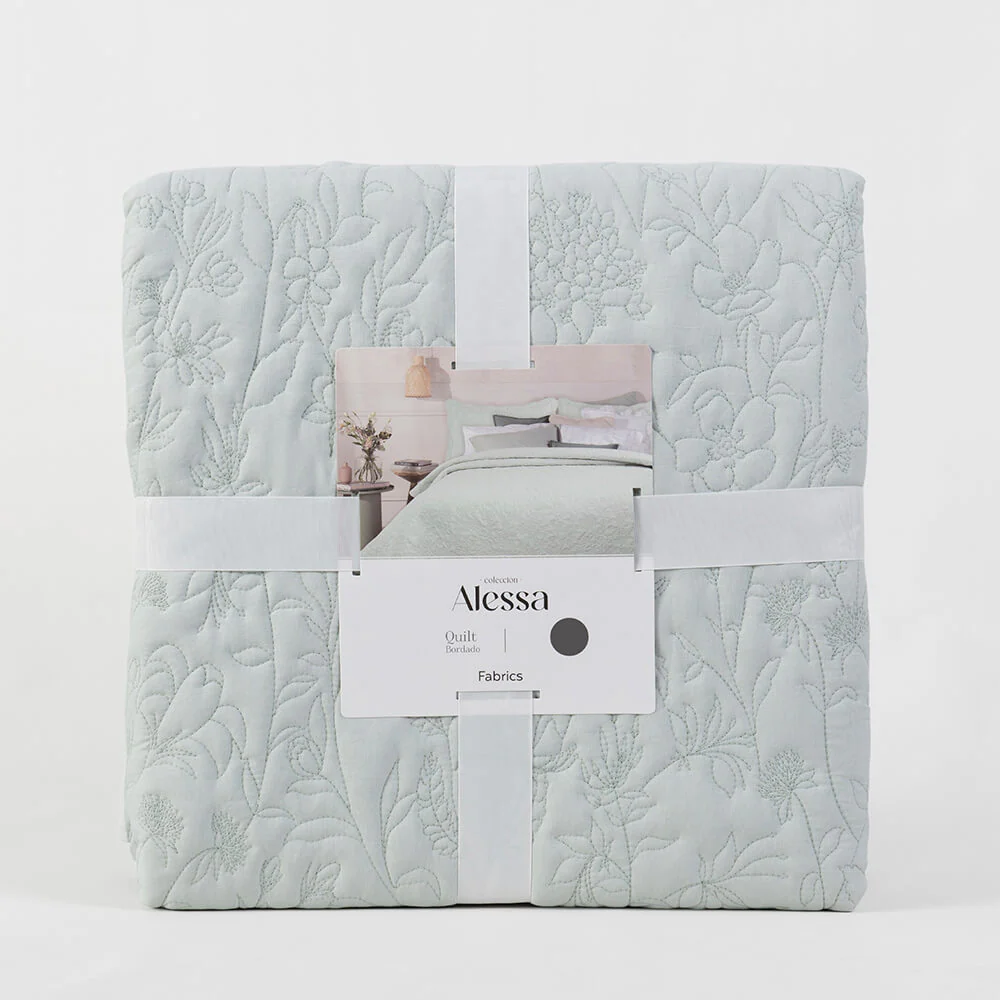 Cubrecama Quilt Bordado Isidora 2 Plazas Agua - Image 5