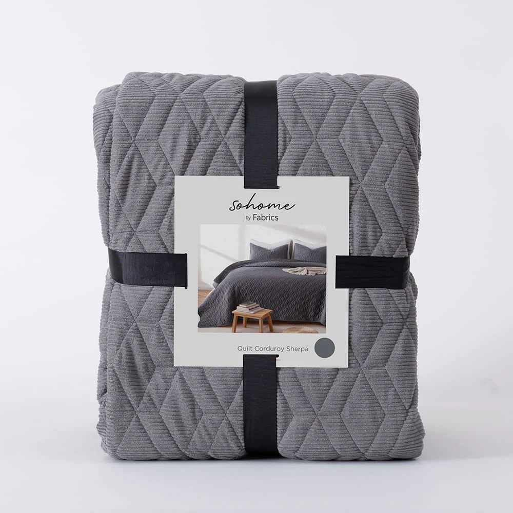 Cubrecama Quilt Corduroy Sherpa 1.5 Plazas Marengo - Image 4