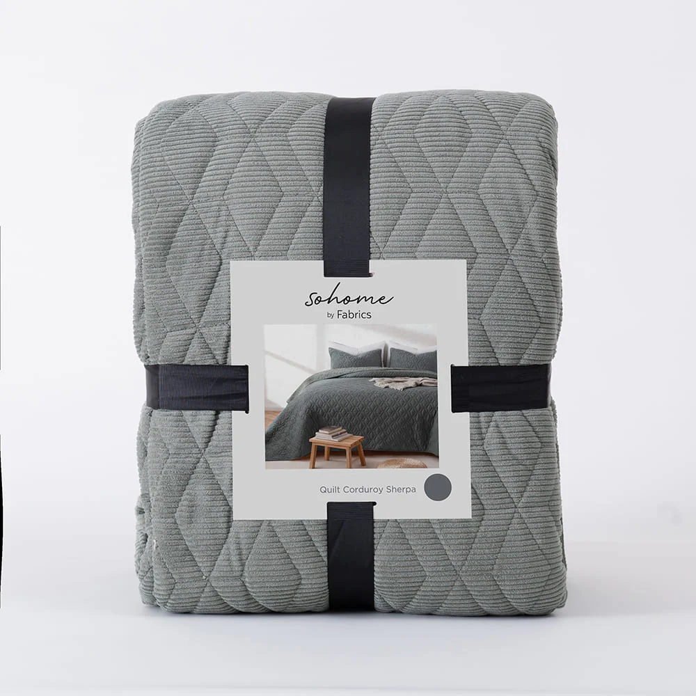 Cubrecama Quilt Corduroy Sherpa 1.5 Plazas Verde - Image 4