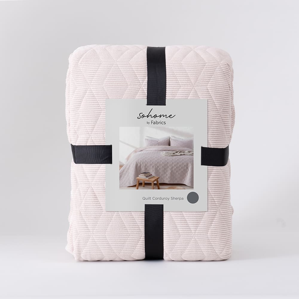 Cubrecama Quilt Corduroy Sherpa 2 Plazas Beige - Image 4