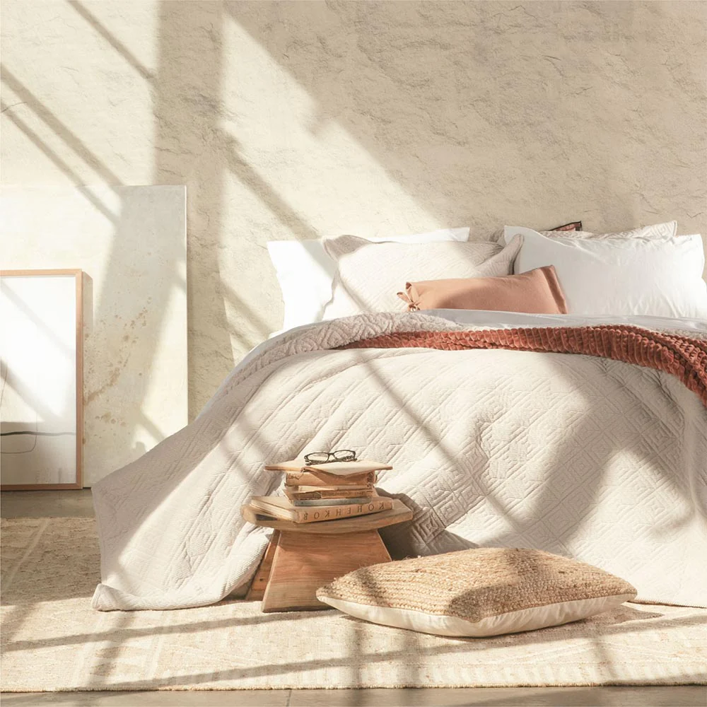 Cubrecama Quilt Corduroy Sherpa King Beige - Image 2