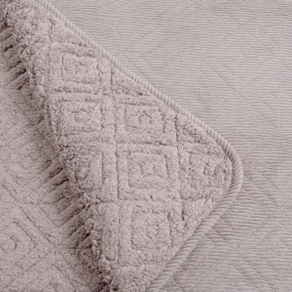 Cubrecama Quilt Corduroy Sherpa King Beige - Image 4