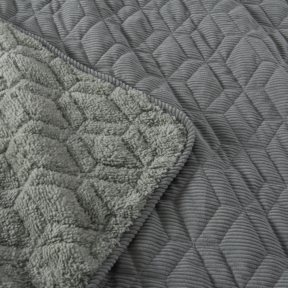 Cubrecama Quilt Corduroy Sherpa King Verde - Image 3
