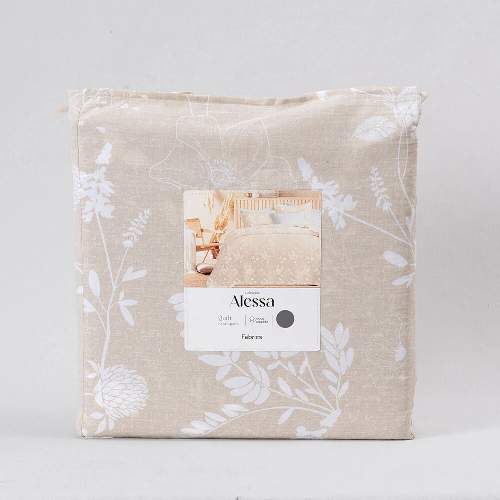 Cubrecama Quilt Estampado 1.5 Plazas Ana Beige - Image 5