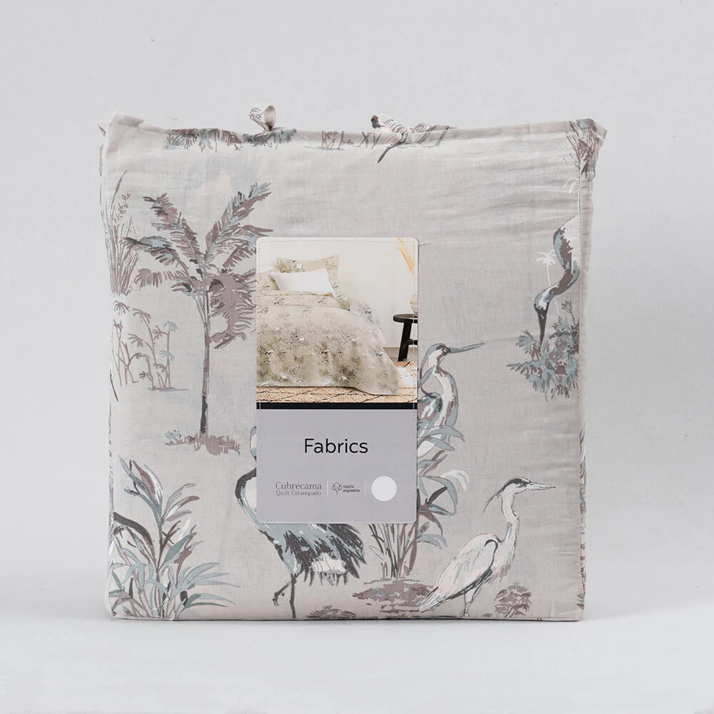 Cubrecama Quilt Estampado 1.5 Plazas Garza Taupe - Image 5