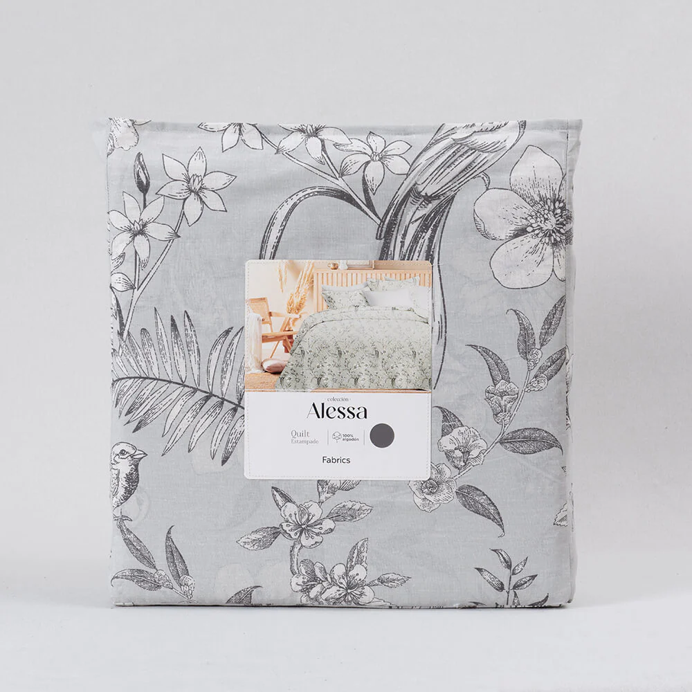 Cubrecama Quilt Estampado 1.5 Plazas Toile Gris - Image 5