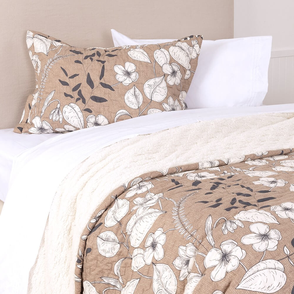 Cubrecama Quilt Estampado Sherpa Bosque 2 Plazas Camel - Image 3