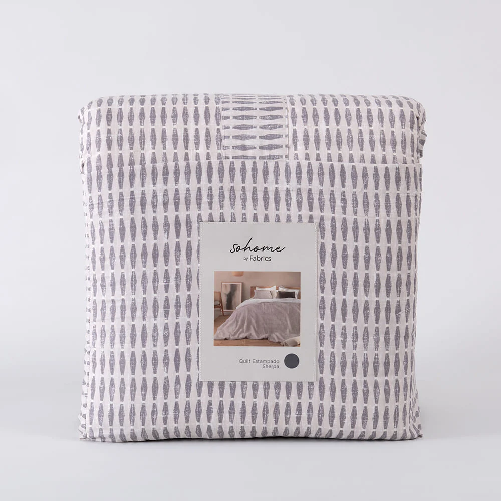 Cubrecama Quilt Estampado Sherpa Drecera 1.5 Plazas Gris - Image 4