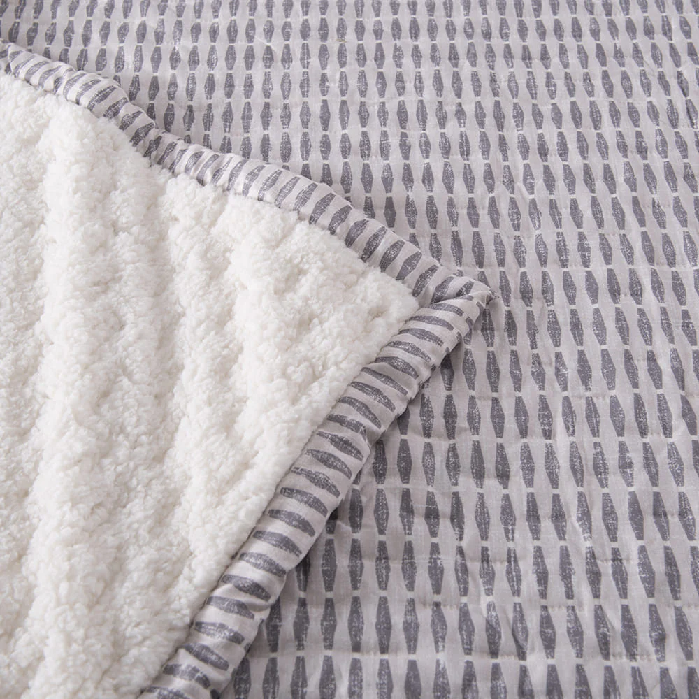 Cubrecama Quilt Estampado Sherpa Drecera 2 Plazas Gris - Image 4