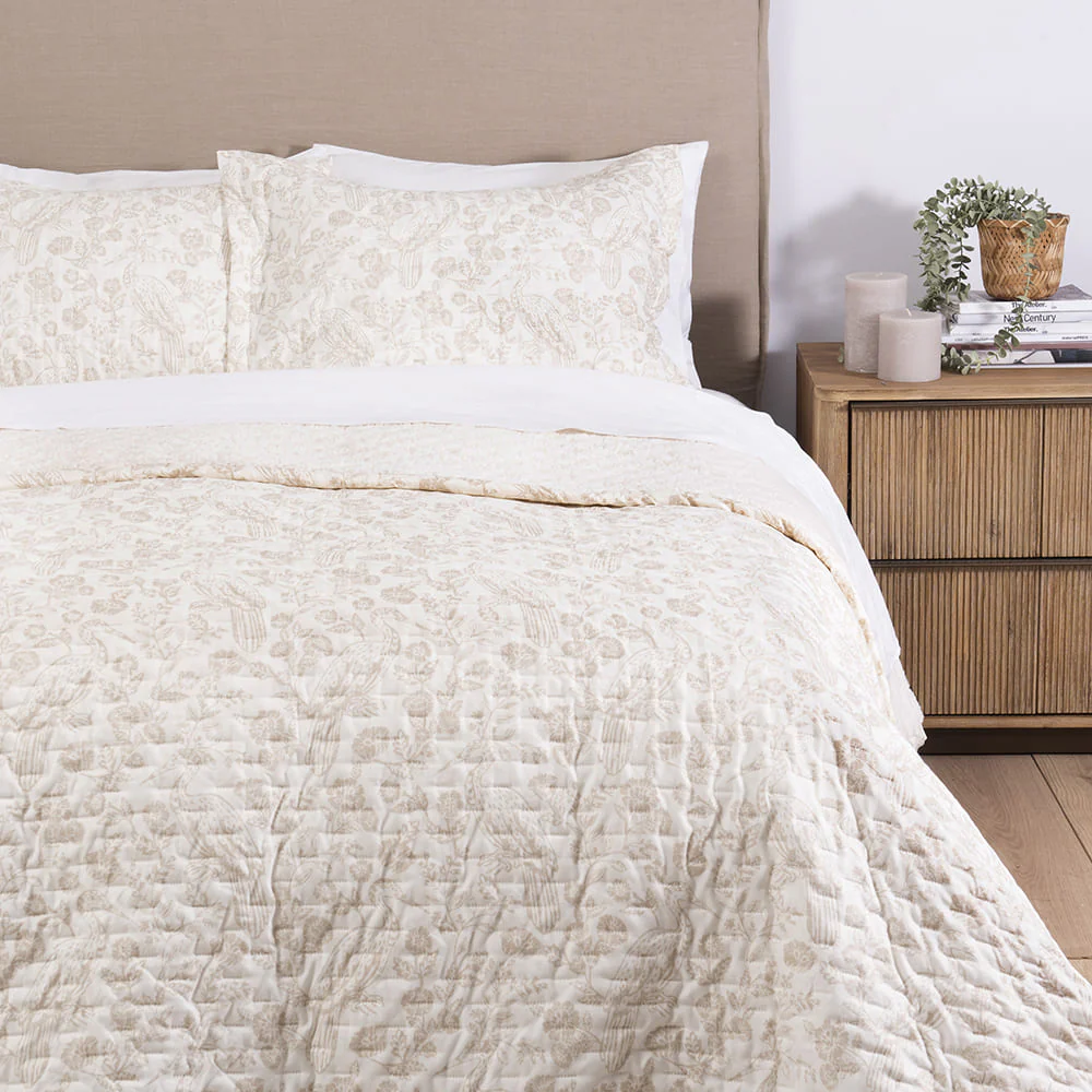 Cubrecama Quilt Estampado Sherpa Solana King Crudo