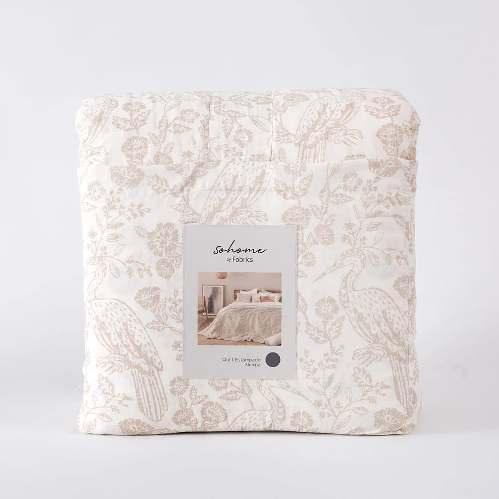 Cubrecama Quilt Estampado Sherpa Solana King Crudo - Image 6