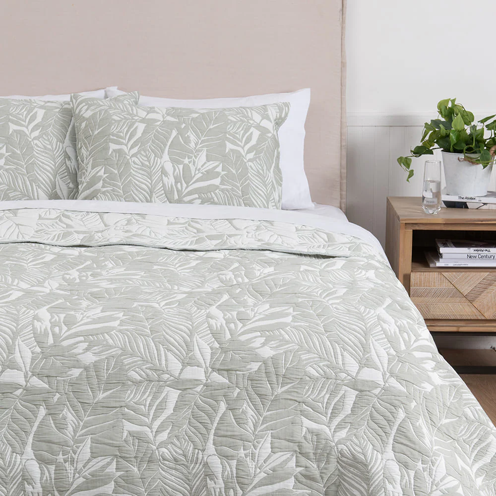 Cubrecama Quilt Jacquard Buzios 2 Plazas Verde