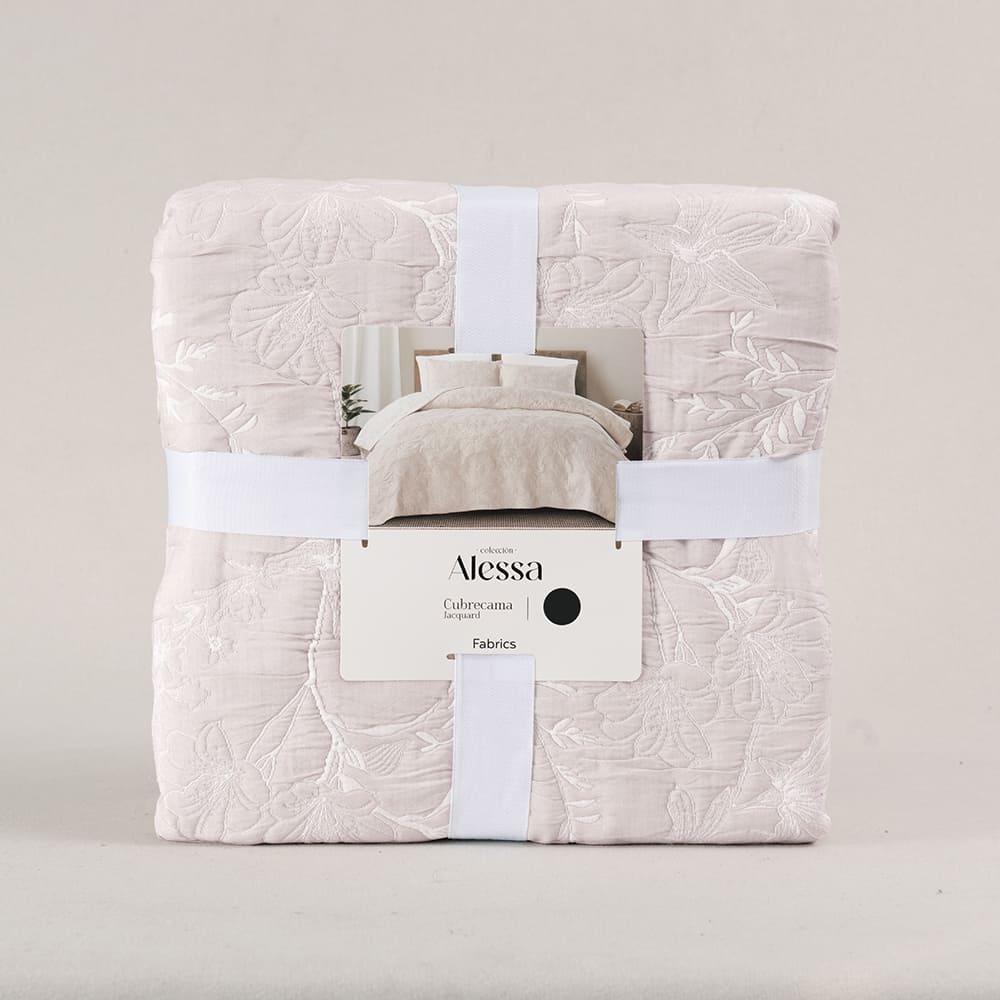 Cubrecama Quilt Jacquard Fiore Super King Beige - Image 4