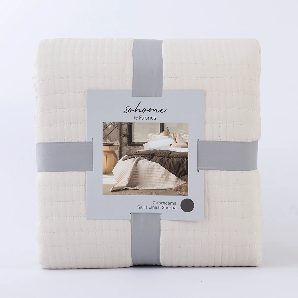 Cubrecama Quilt Lineal Sherpa 2 Plazas Crudo - Image 5