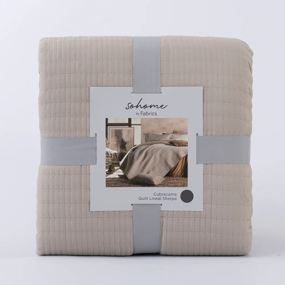 Cubrecama Quilt Lineal Sherpa 2 Plazas Visón - Image 5
