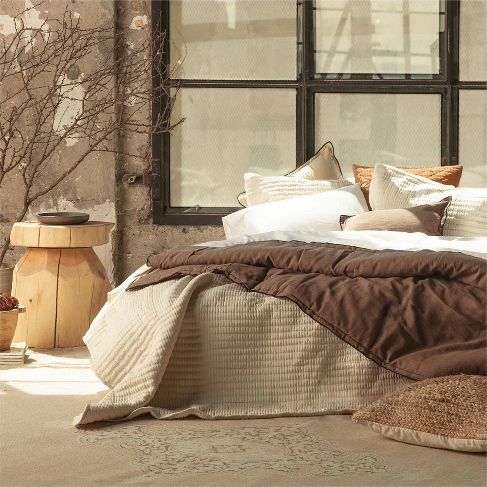 Cubrecama Quilt Lineal Sherpa King Crudo - Image 2