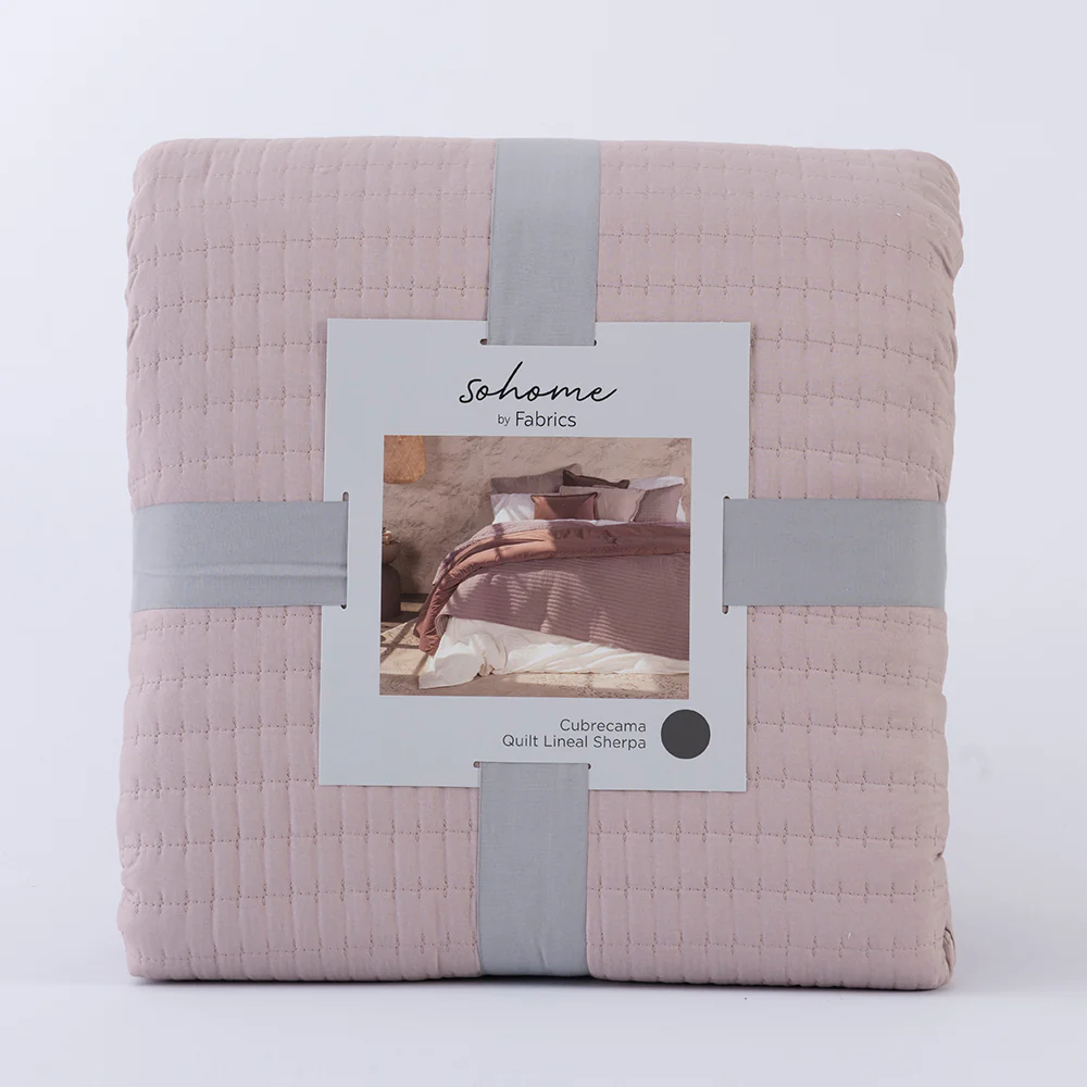 Cubrecama Quilt Lineal Sherpa King Malva - Image 5