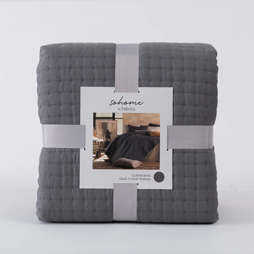 Cubrecama Quilt Lineal Sherpa 1.5 Plazas Marengo - Image 4