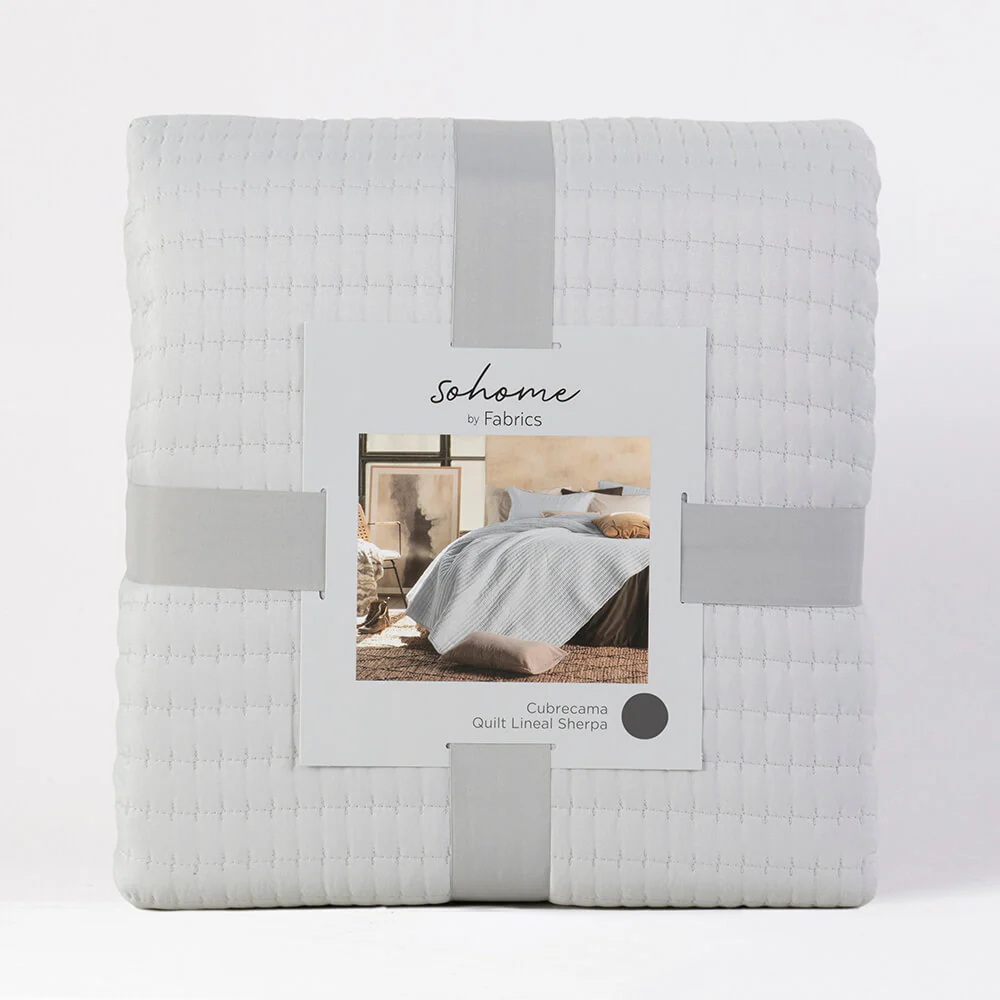 Cubrecama Quilt Lineal Sherpa 1.5 Plazas Perla - Image 4