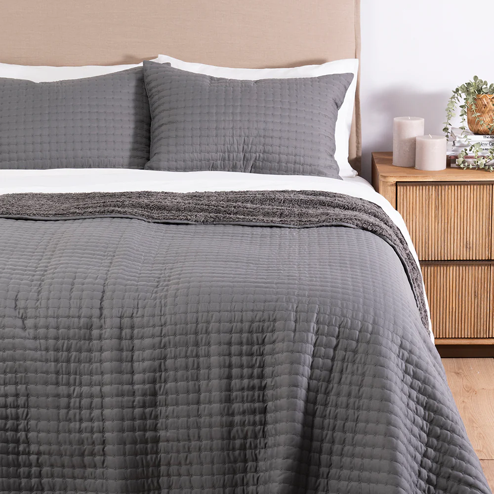Cubrecama Quilt Lineal Sherpa 2 Plazas Marengo