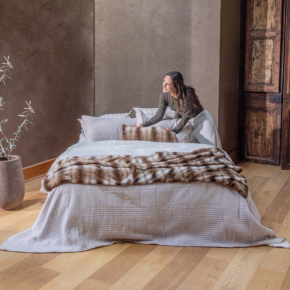 Cubrecama Quilt Louis Sherpa Super King Blanco - Image 2