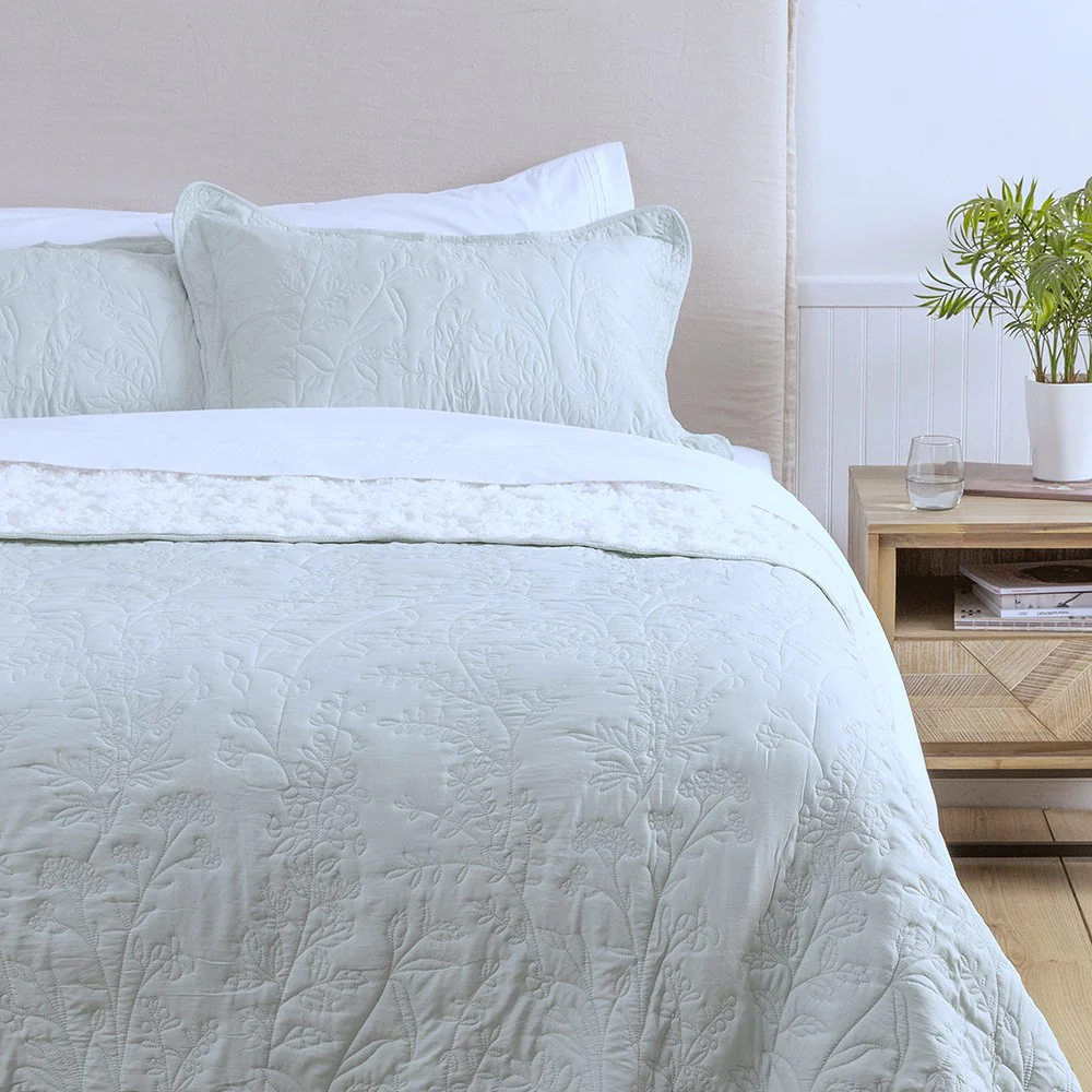 Cubrecama Quilt Sherpa Lavanda King Agua
