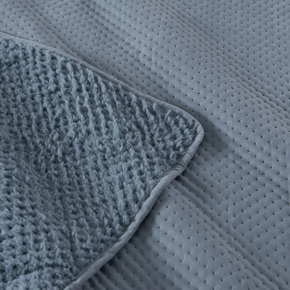 Cubrecama Quilt Smooth Sherpa 1.5 Plazas Azul - Image 3