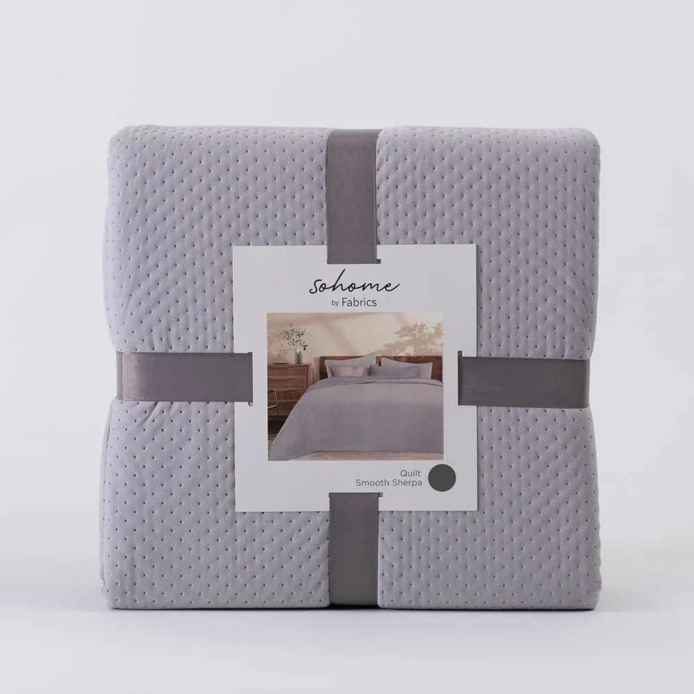 Cubrecama Quilt Smooth Sherpa 1.5 Plazas Gris - Image 4