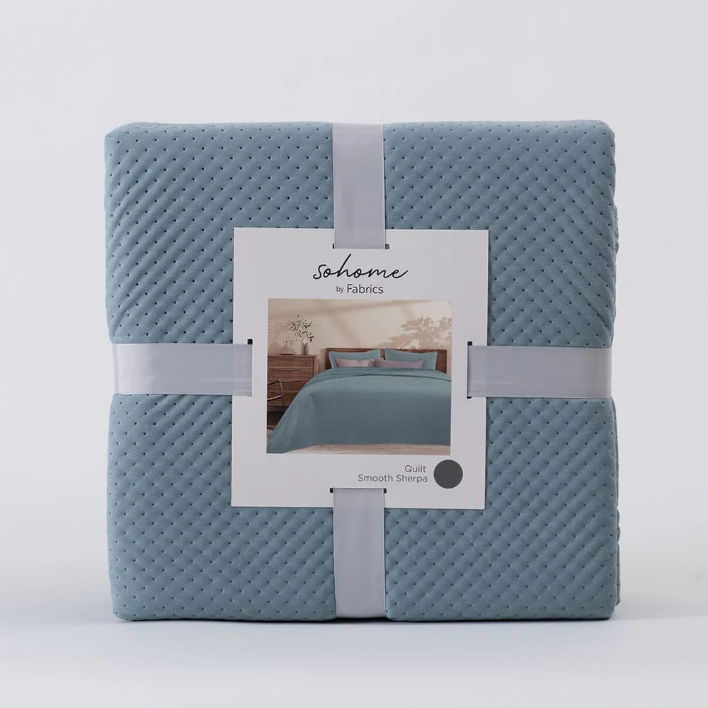 Cubrecama Quilt Smooth Sherpa 2 Plazas Azul - Image 4