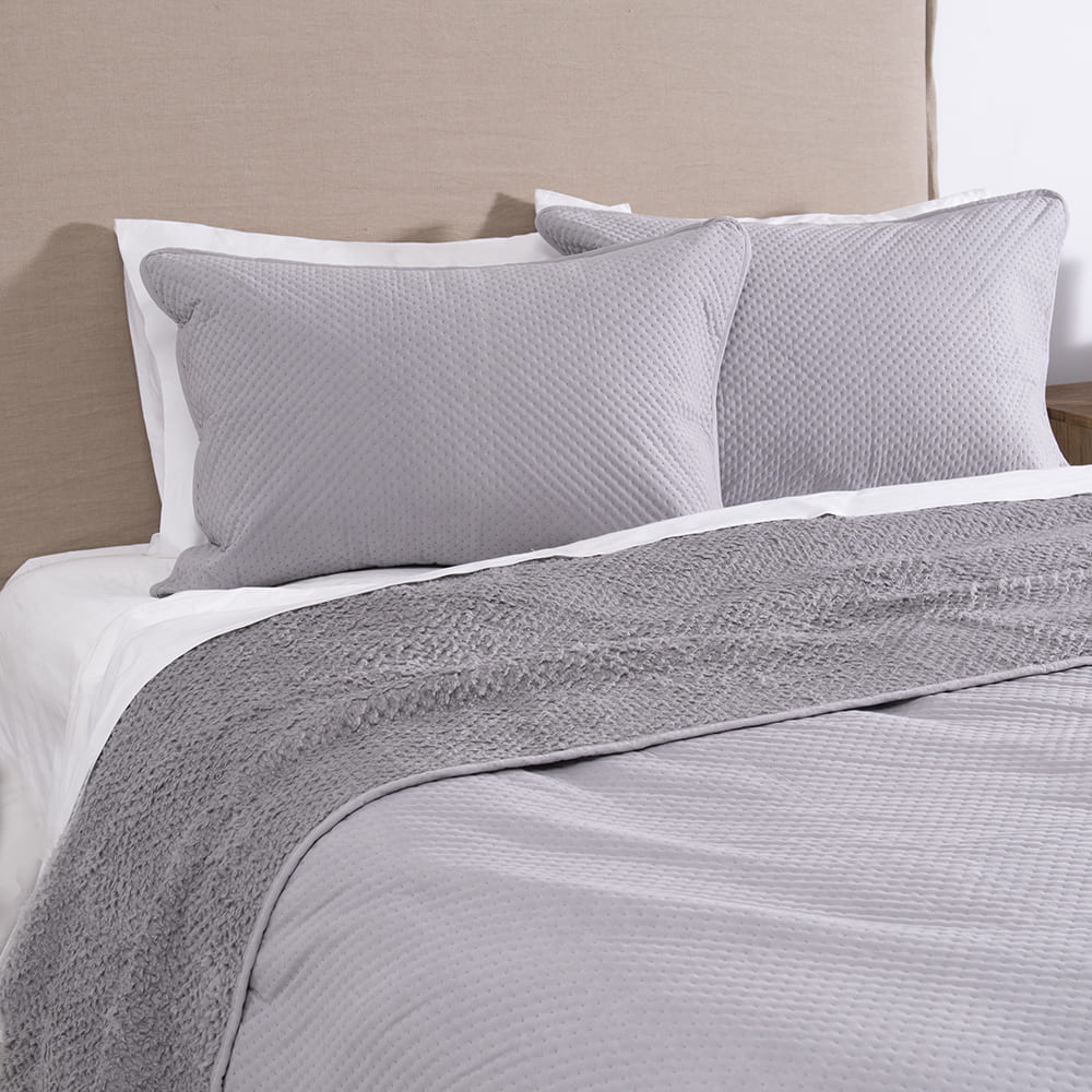 Cubrecama Quilt Smooth Sherpa 2 Plazas Gris - Image 2