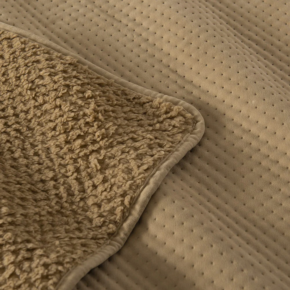 Cubrecama Quilt Smooth Sherpa 2 Plazas Mostaza - Image 3