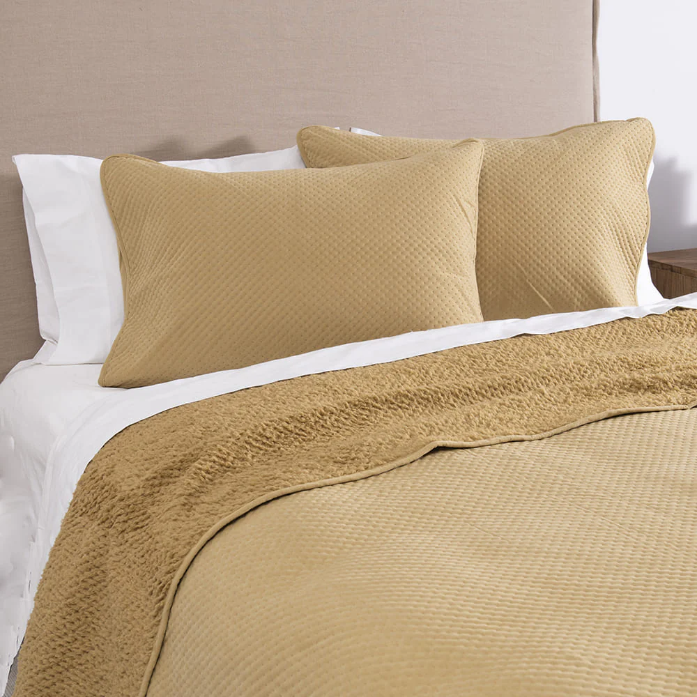 Cubrecama Quilt Smooth Sherpa King Mostaza - Image 2