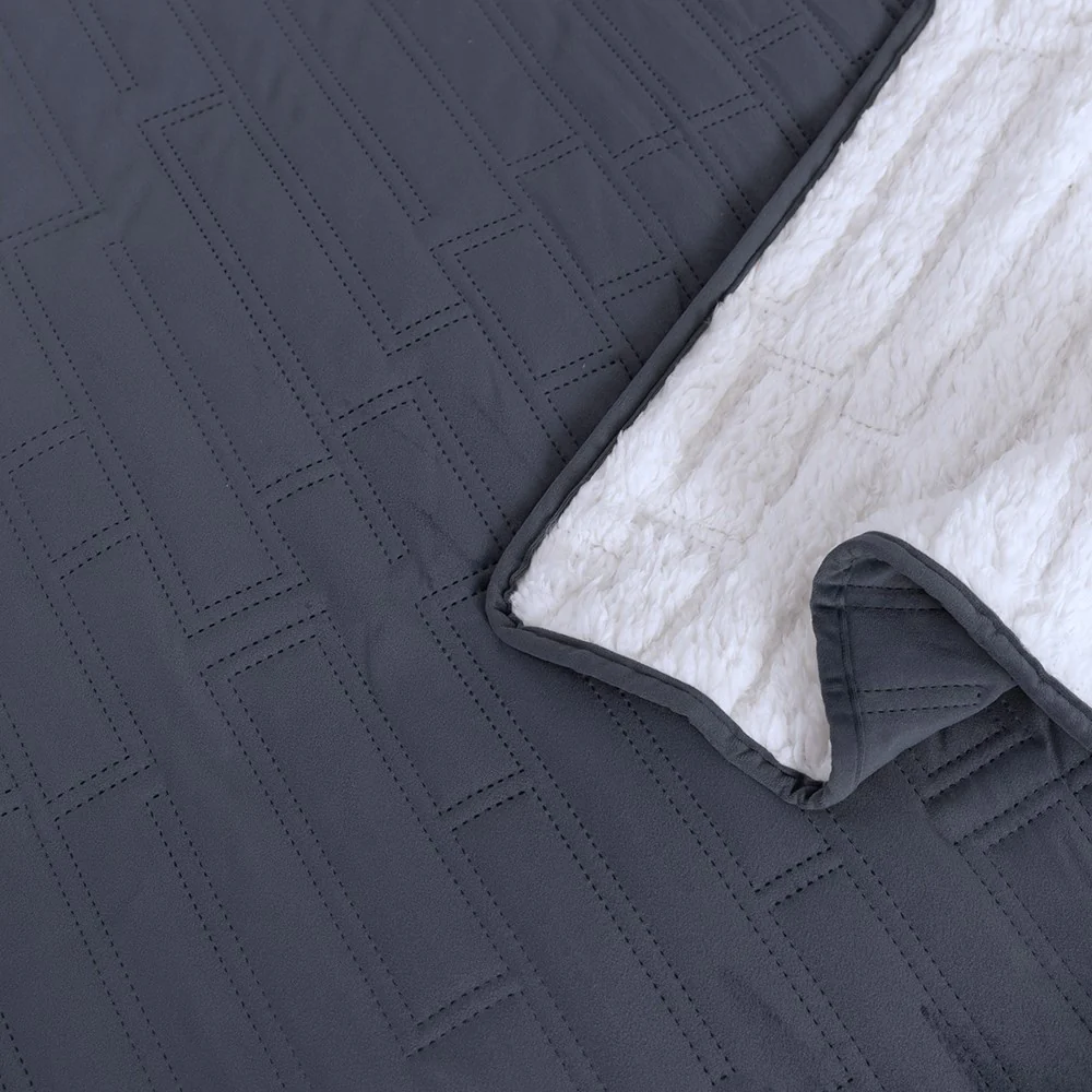 Cubrecama Quilt Velvet Sherpa Bricks Super King Marengo - Image 3