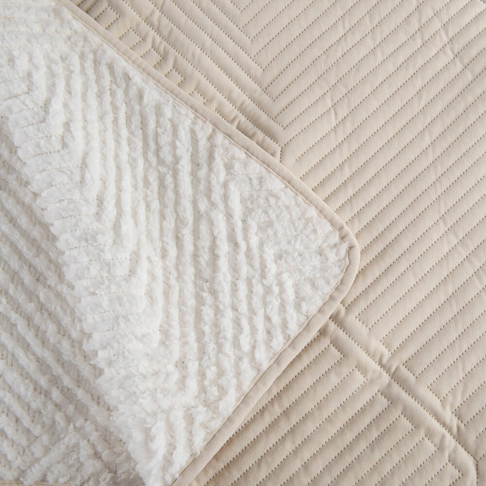 Cubrecama Quilt Velvet Sherpa Hexagon 2 Plazas Crudo - Image 3