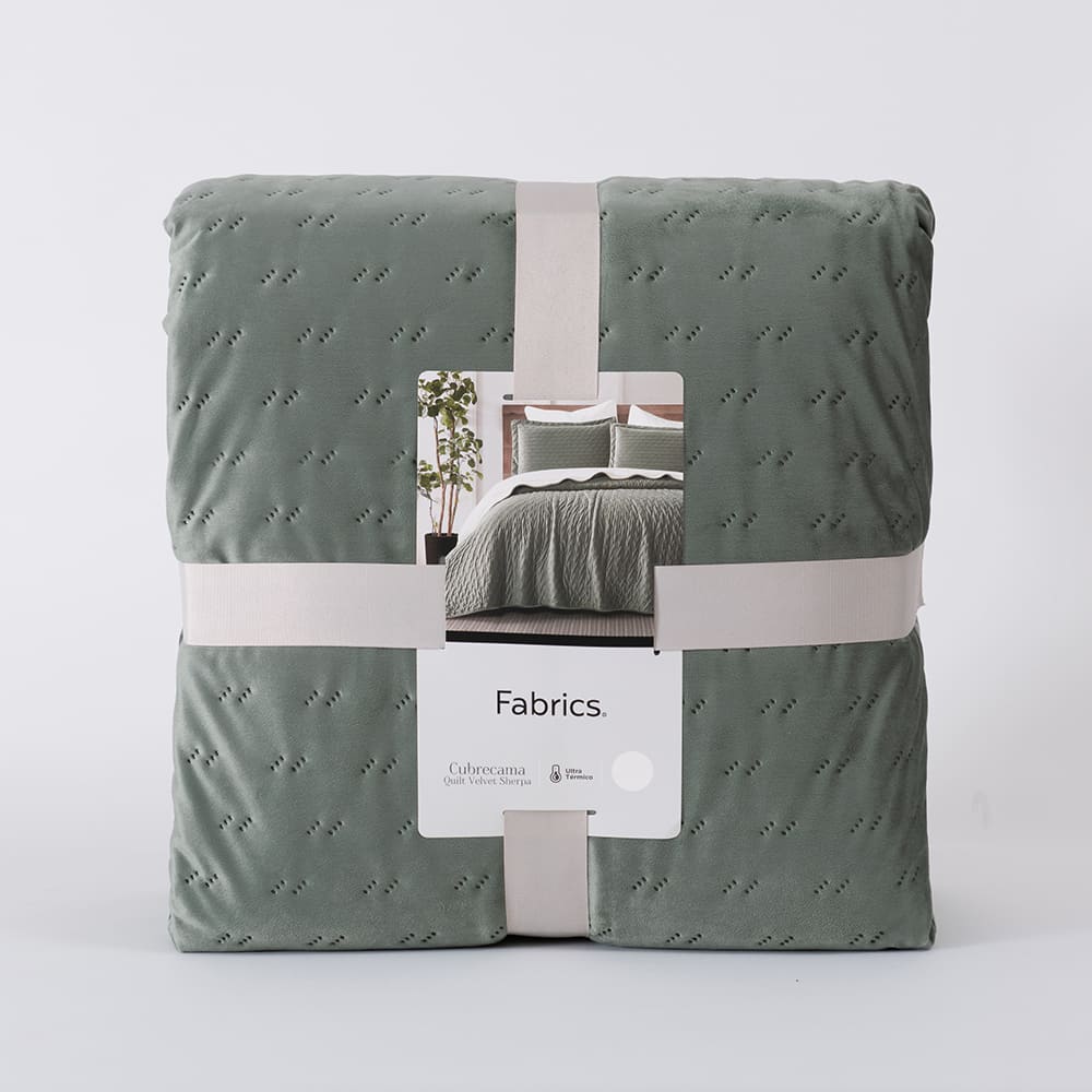Cubrecama Quilt Velvet Sherpa Jiro 1.5 Plazas Verde - Image 4