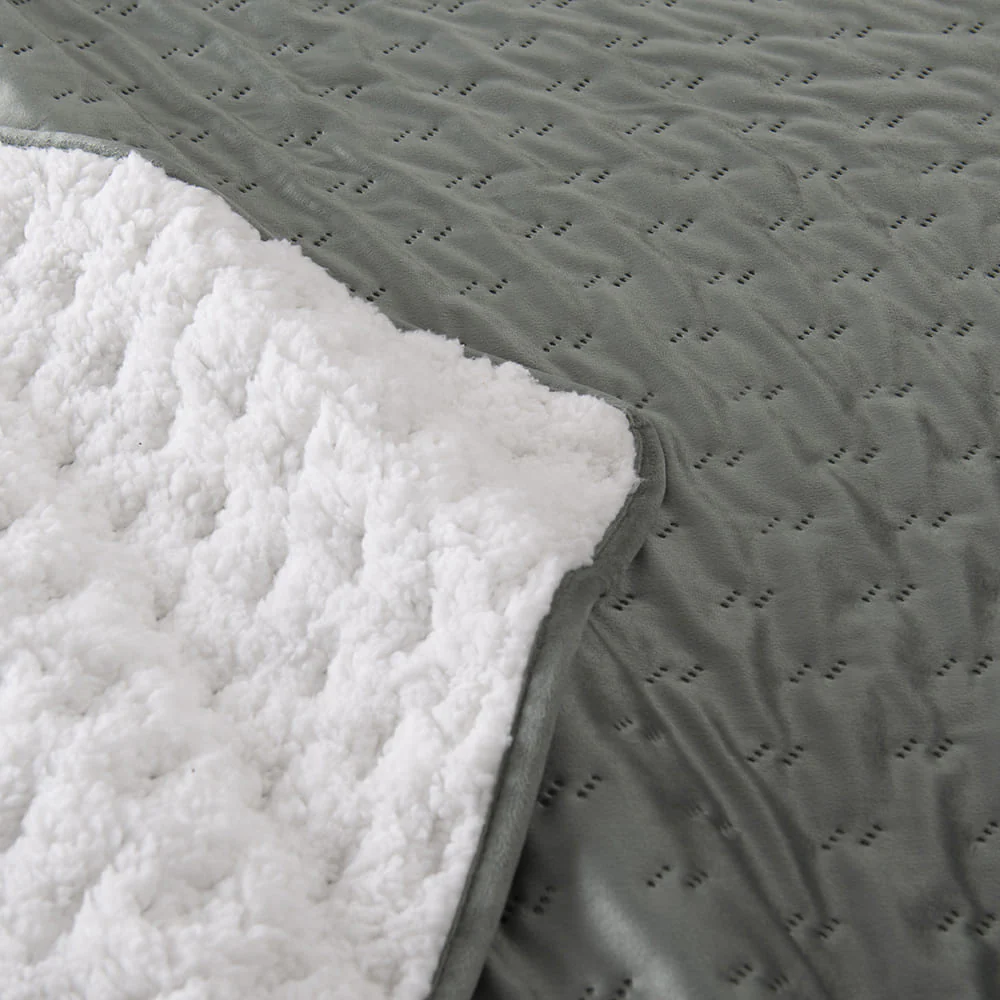 Cubrecama Quilt Velvet Sherpa Jiro 2 Plazas Verde - Image 3