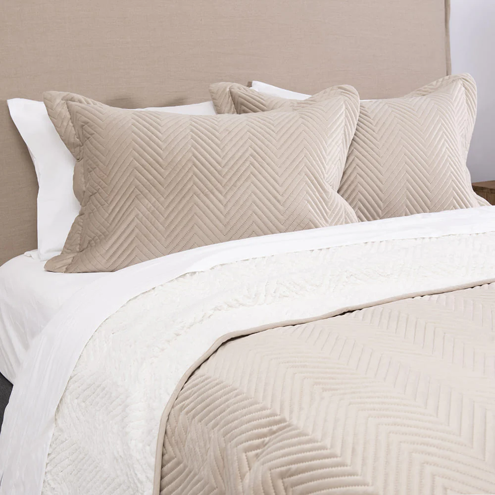 Cubrecama Quilt Velvet Sherpa Kenso King Beige - Image 2