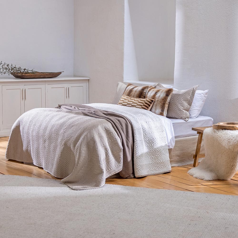 Cubrecama Quilt Velvet Sherpa Kenso Super King Beige - Image 2